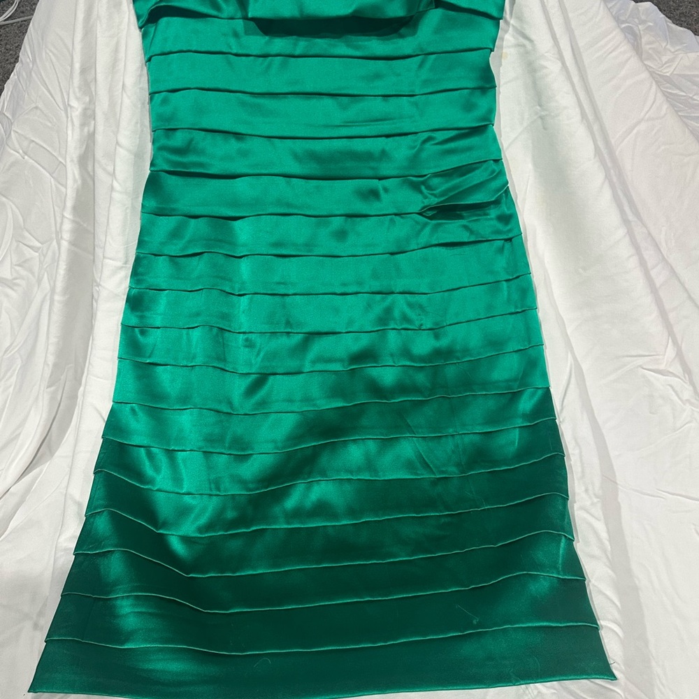 bebe Teal Satin Mini Dress